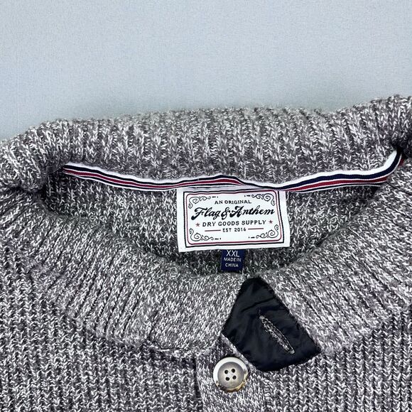 Flag & Anthem Sweater Mens XXL Beige Knit Pullover 1/4 Button Long Sleeve - Picture 2 of 15